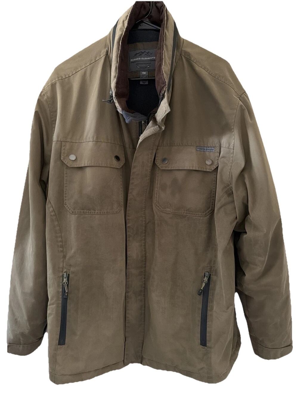 Rugged Elements Men's Trek Jacket XXL Tan Fleece Lined Water Resistant Utility